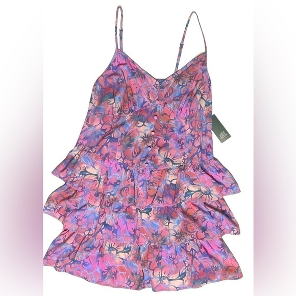 NWT! Wild Fable Corset Sleeveless Tiered Fit & Flare Dress Pink Blue Flowers XXL - Picture 4 of 16